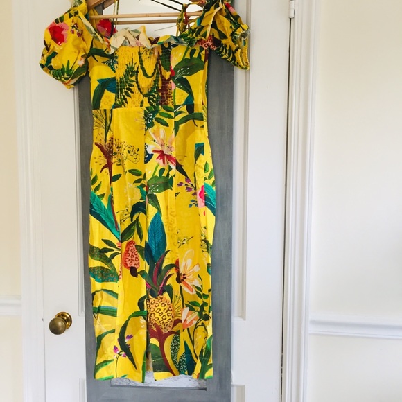 Farm Rio Golden Jungle Linen Midi Dress - Picture 14 of 16